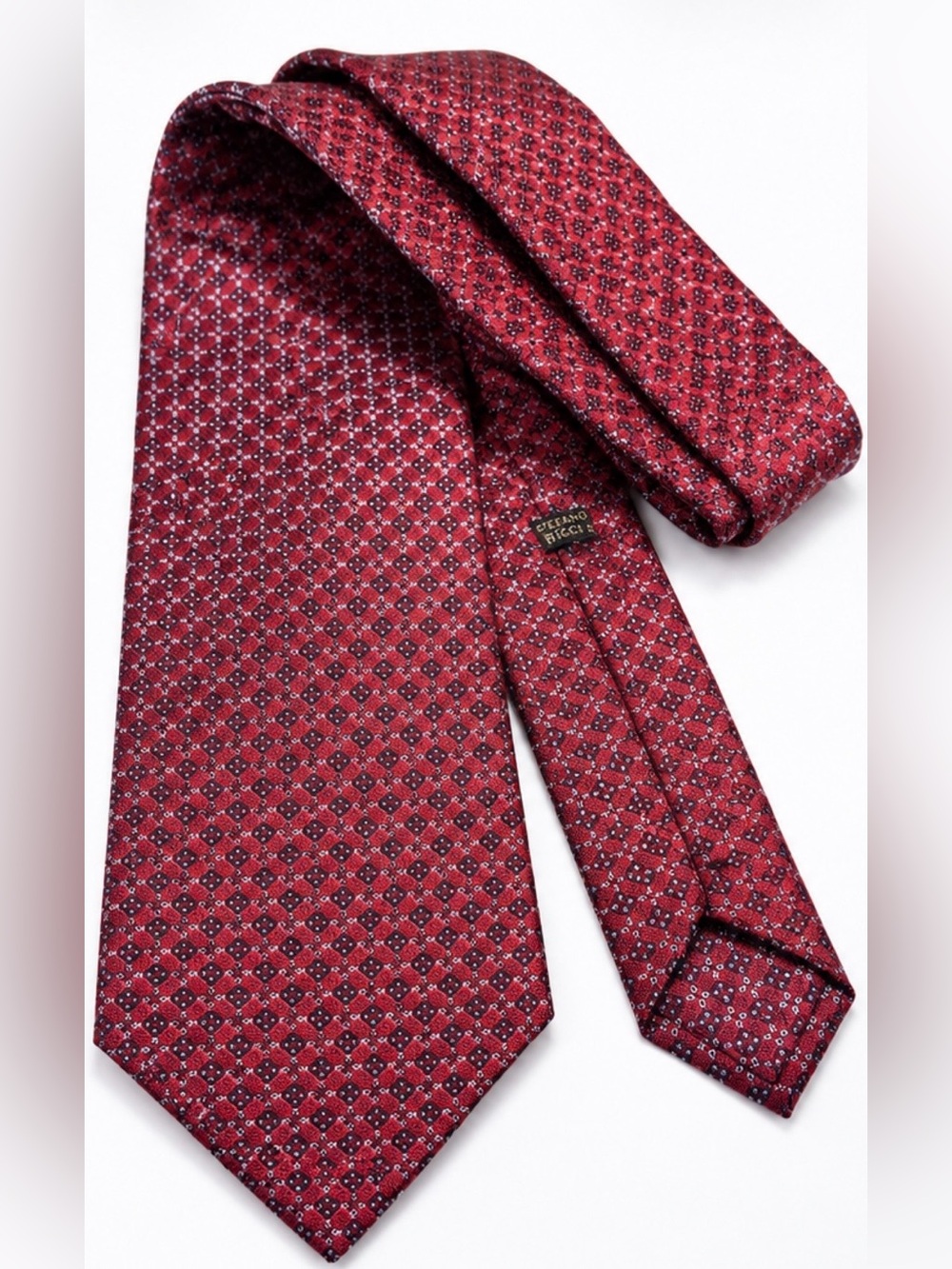 Stefano Ricci Luxury Red Silk Crystal Accent Tie